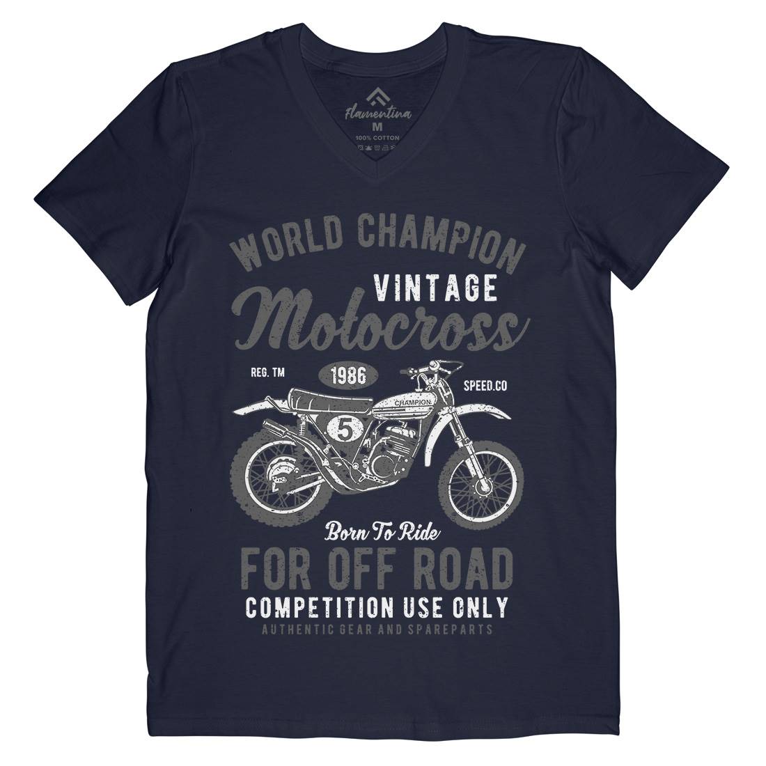Vintage Motocross Mens Organic V-Neck T-Shirt Motorcycles A785