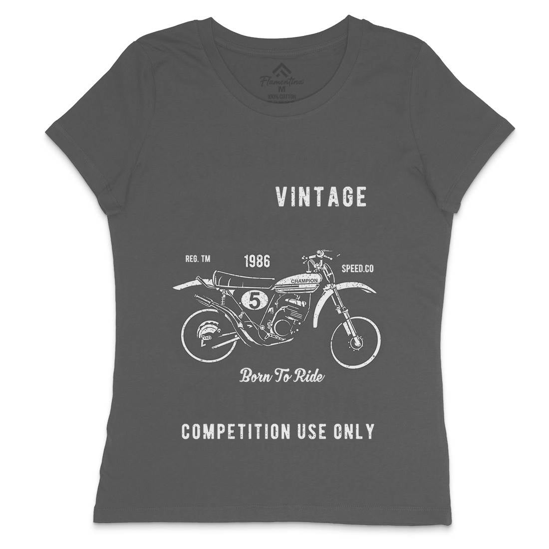 Vintage Motocross Womens Crew Neck T-Shirt Motorcycles A785