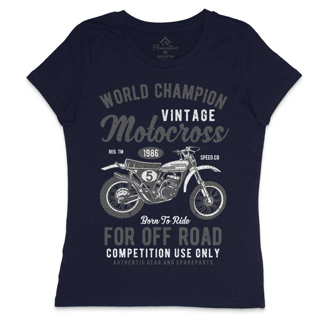 Vintage Motocross Womens Crew Neck T-Shirt Motorcycles A785