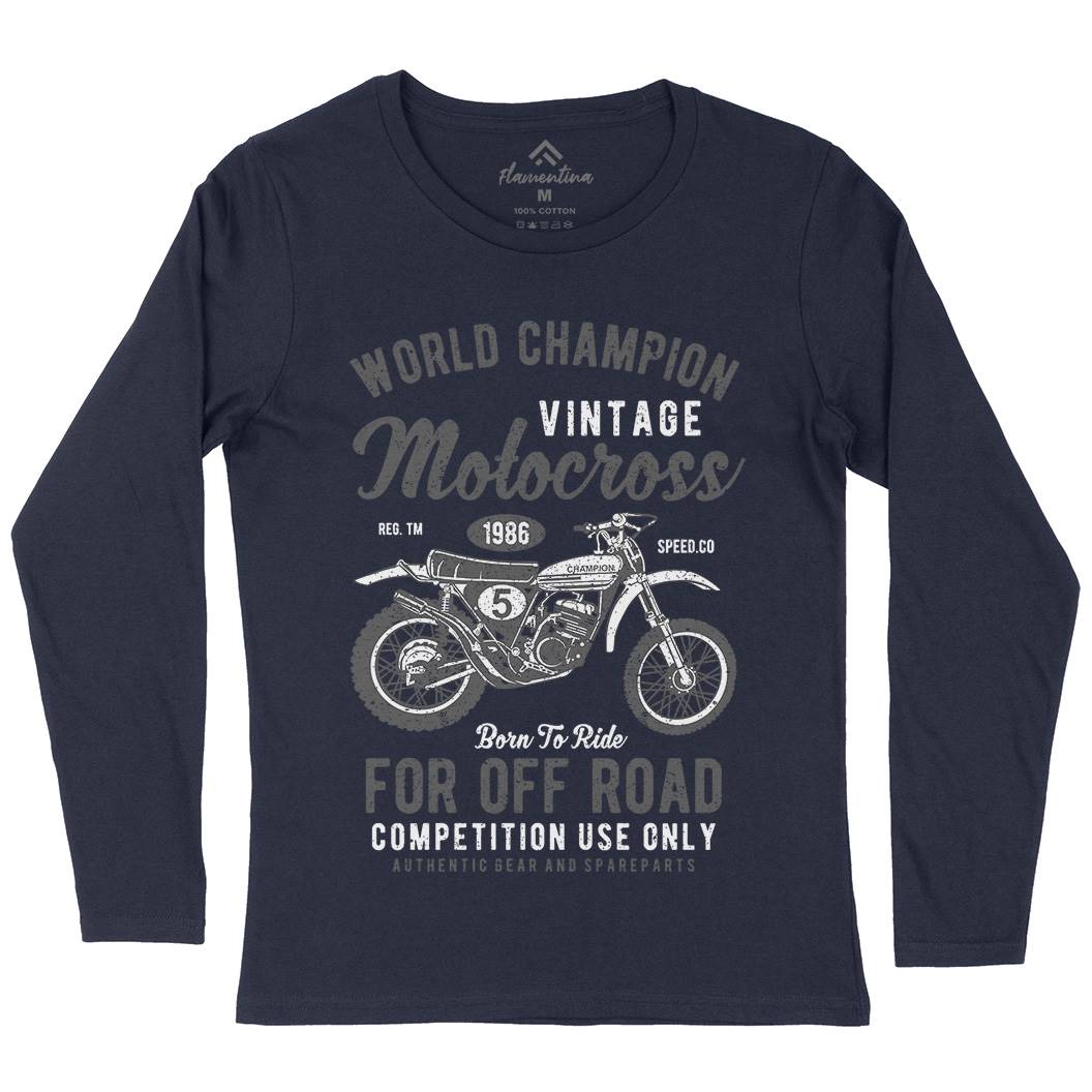Vintage Motocross Womens Long Sleeve T-Shirt Motorcycles A785