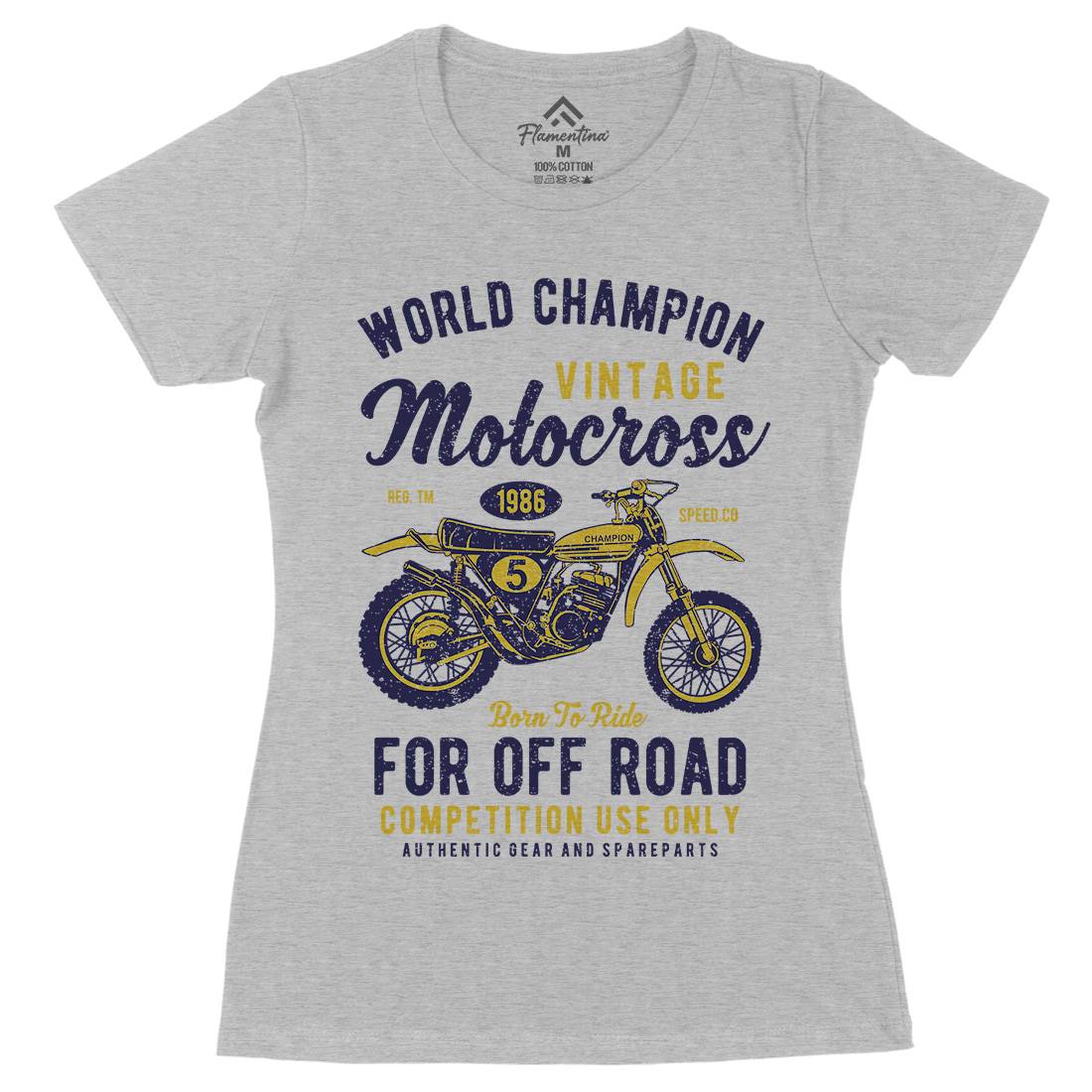 Vintage Motocross Womens Organic Crew Neck T-Shirt Motorcycles A785