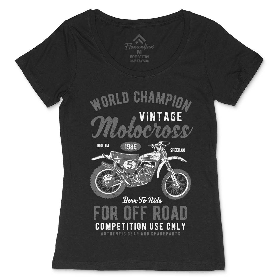 Vintage Motocross Womens Scoop Neck T-Shirt Motorcycles A785