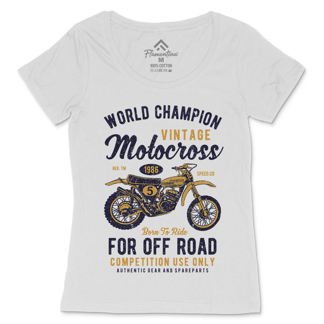 Vintage Motocross Womens Scoop Neck T-Shirt Motorcycles A785