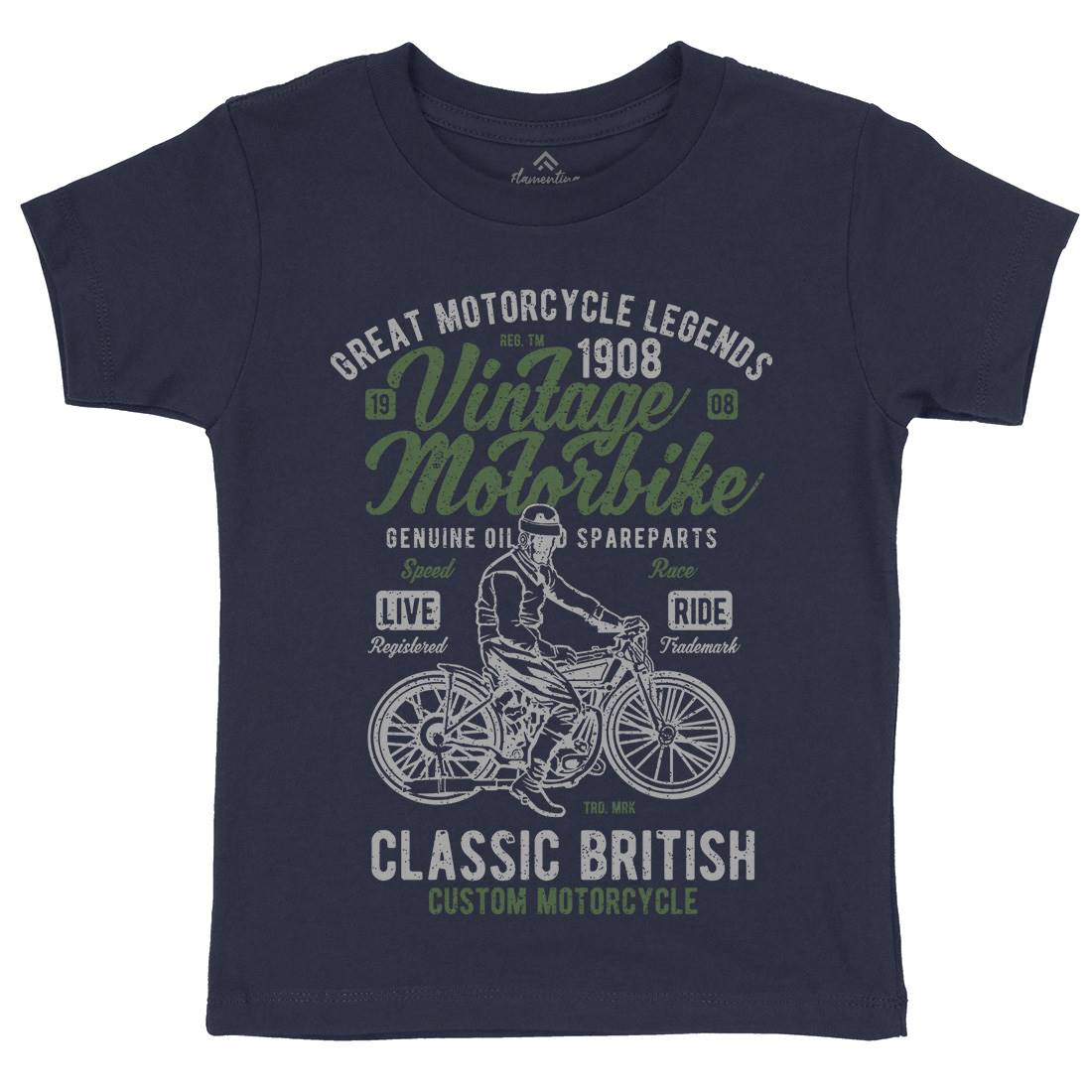 Vintage Motorbike Kids Crew Neck T-Shirt Motorcycles A786