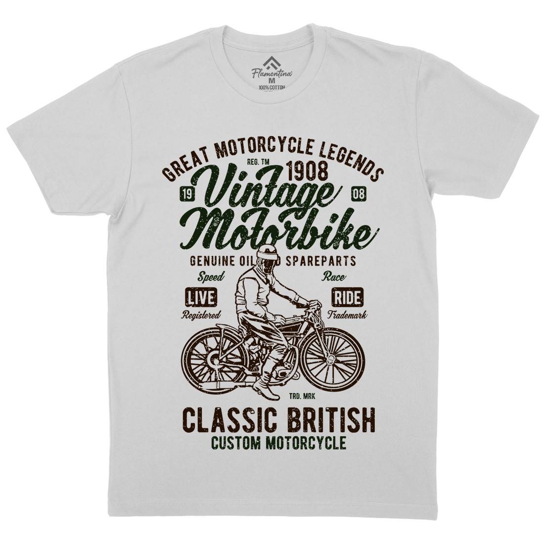 Vintage Motorbike Mens Crew Neck T-Shirt Motorcycles A786