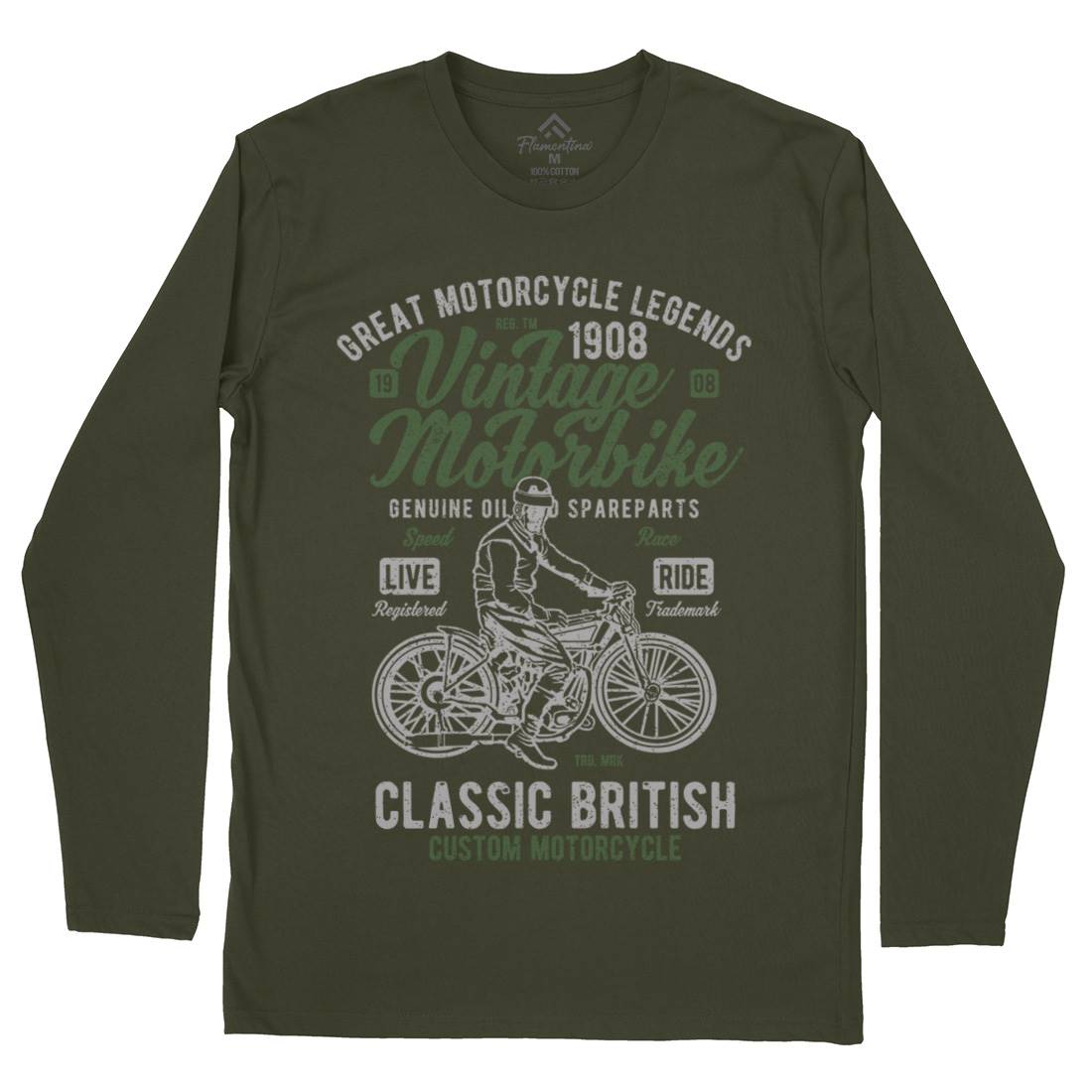 Vintage Motorbike Mens Long Sleeve T-Shirt Motorcycles A786