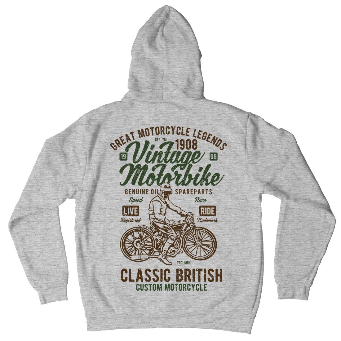 Vintage Motorbike Mens Hoodie With Pocket Motorcycles A786