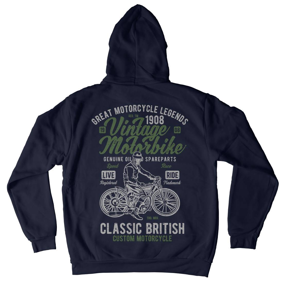 Vintage Motorbike Mens Hoodie With Pocket Motorcycles A786