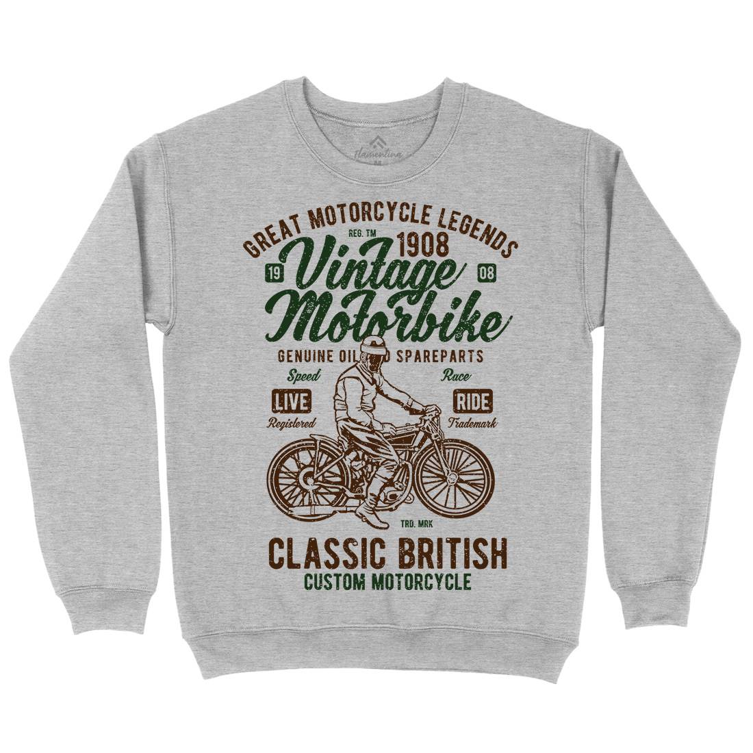 Vintage Motorbike Kids Crew Neck Sweatshirt Motorcycles A786