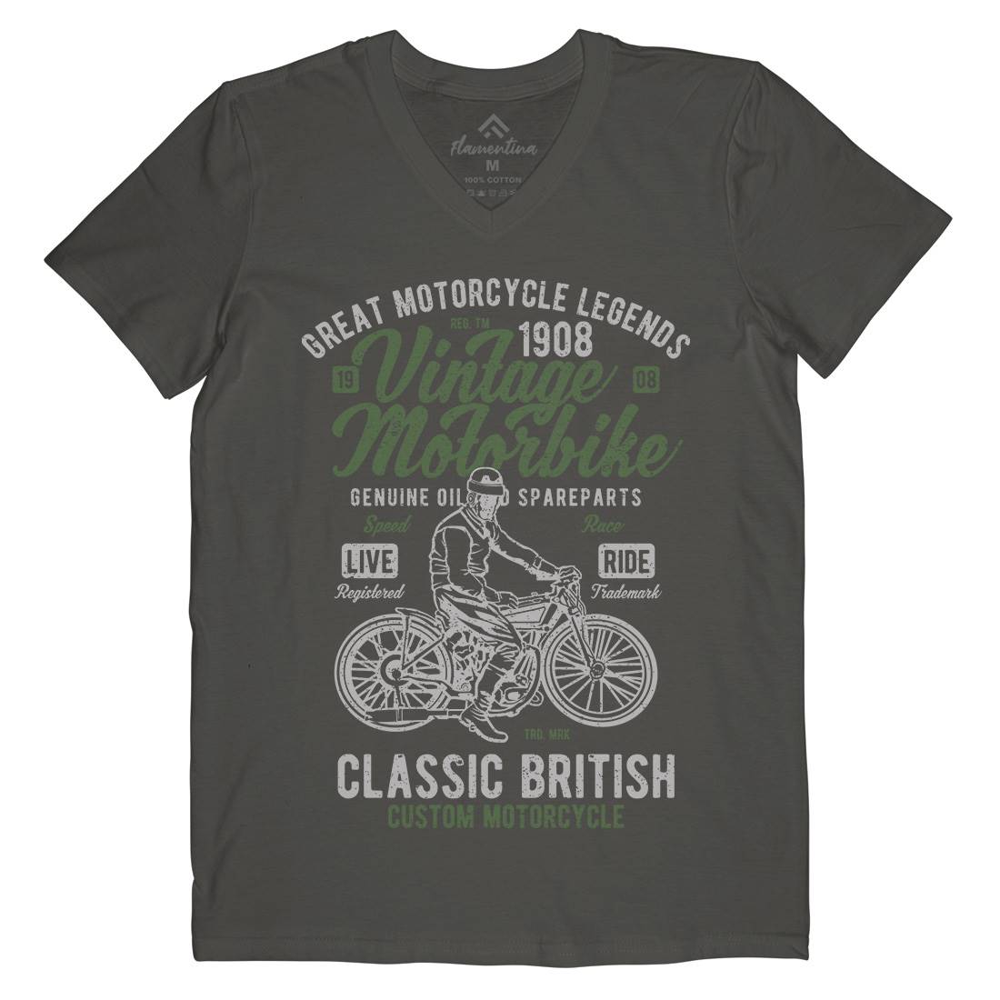 Vintage Motorbike Mens V-Neck T-Shirt Motorcycles A786