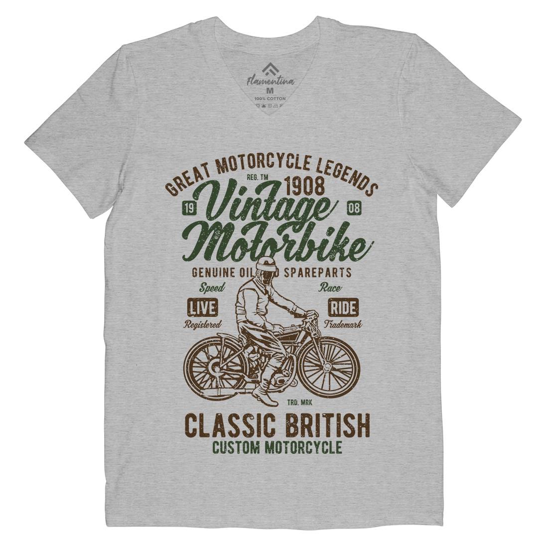 Vintage Motorbike Mens V-Neck T-Shirt Motorcycles A786