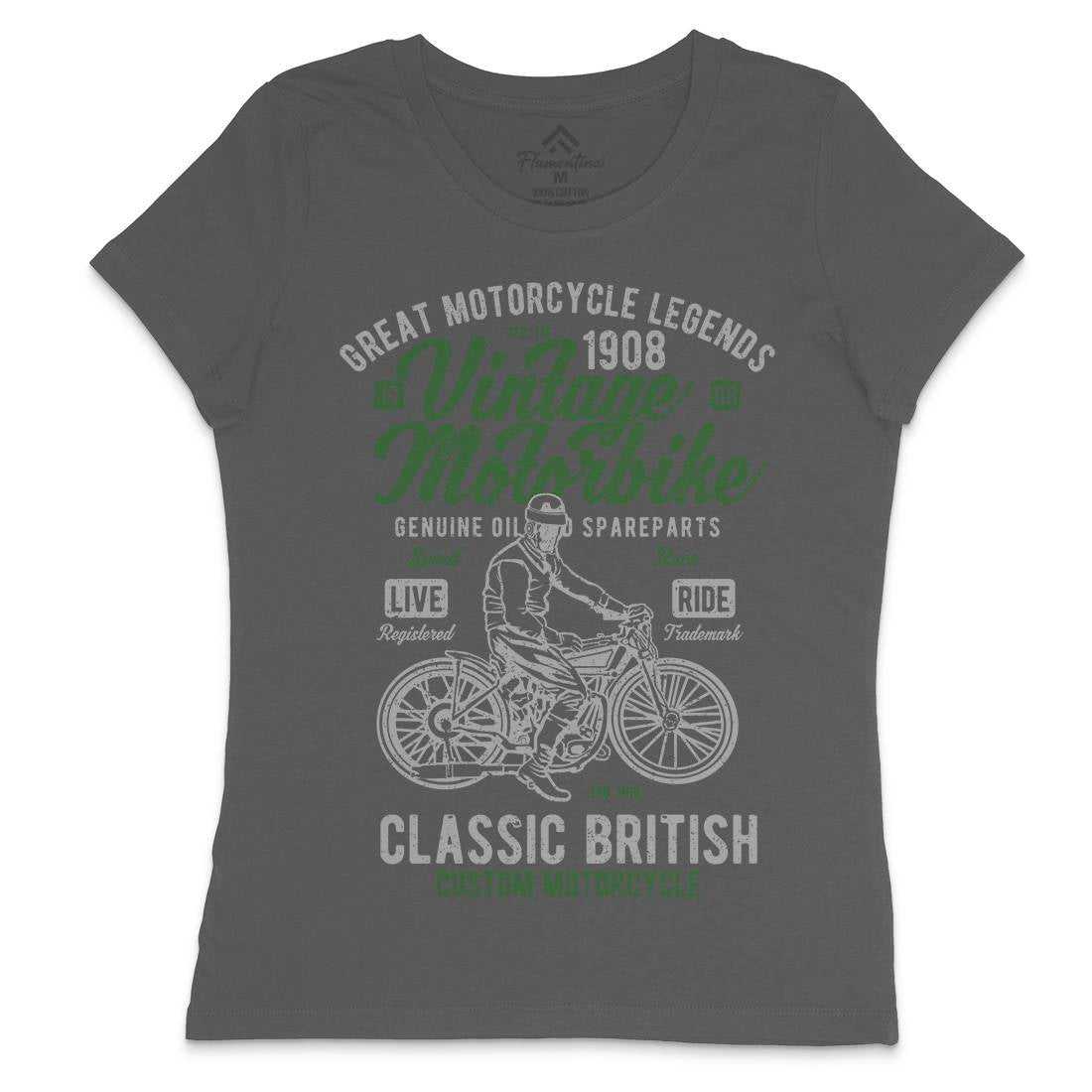 Vintage Motorbike Womens Crew Neck T-Shirt Motorcycles A786