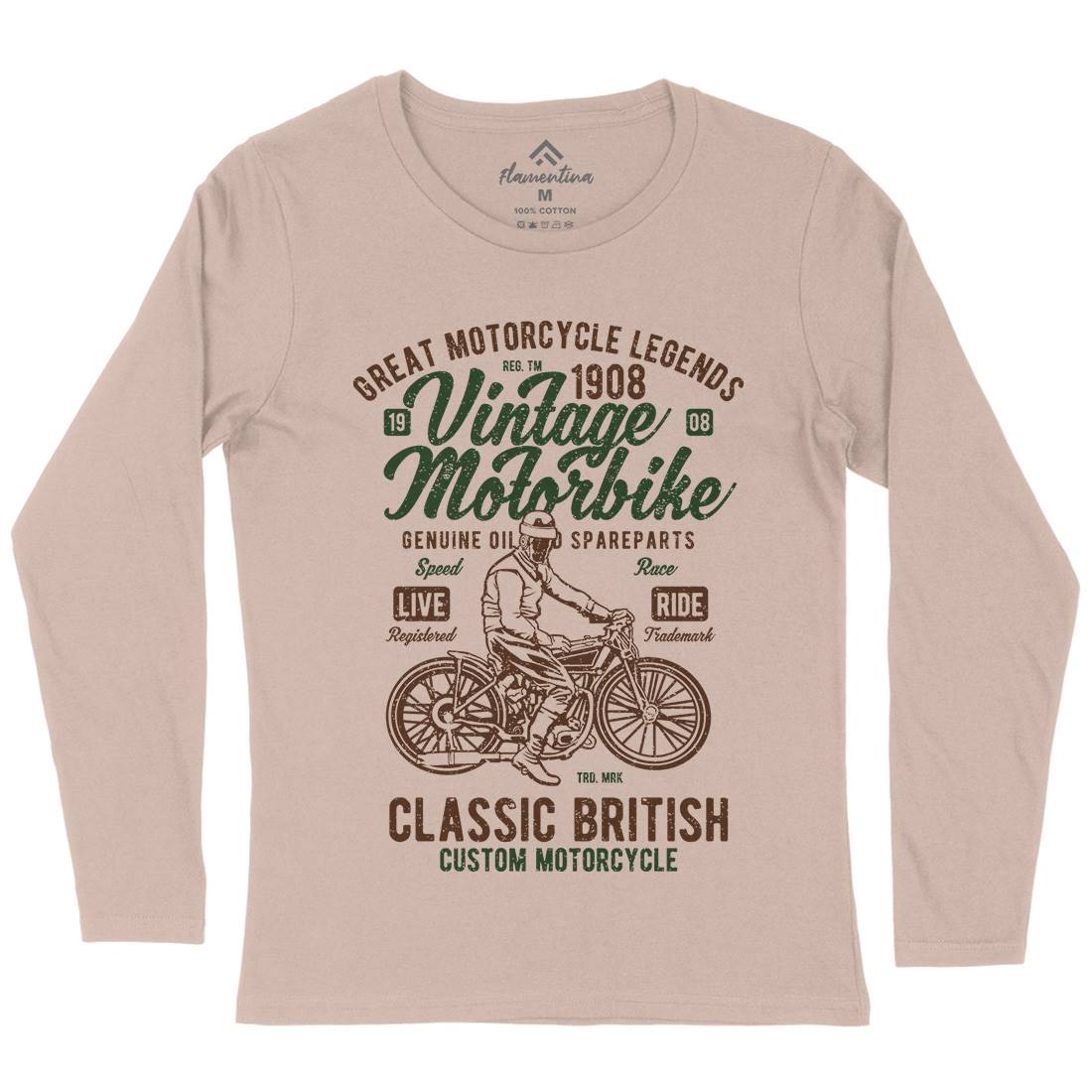 Vintage Motorbike Womens Long Sleeve T-Shirt Motorcycles A786