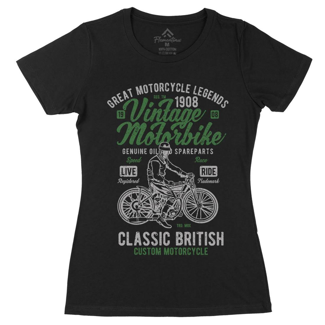Vintage Motorbike Womens Organic Crew Neck T-Shirt Motorcycles A786