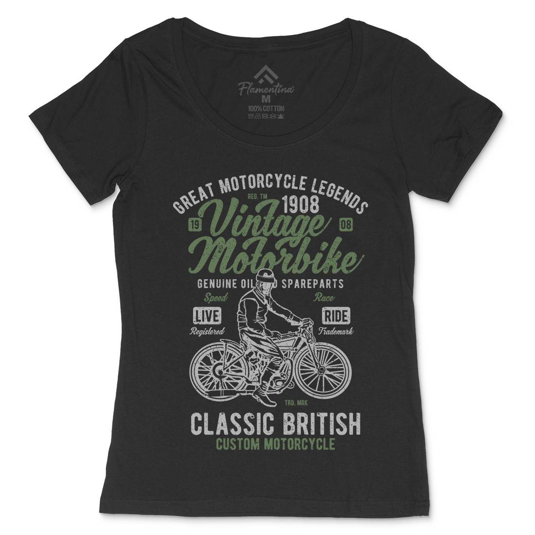 Vintage Motorbike Womens Scoop Neck T-Shirt Motorcycles A786