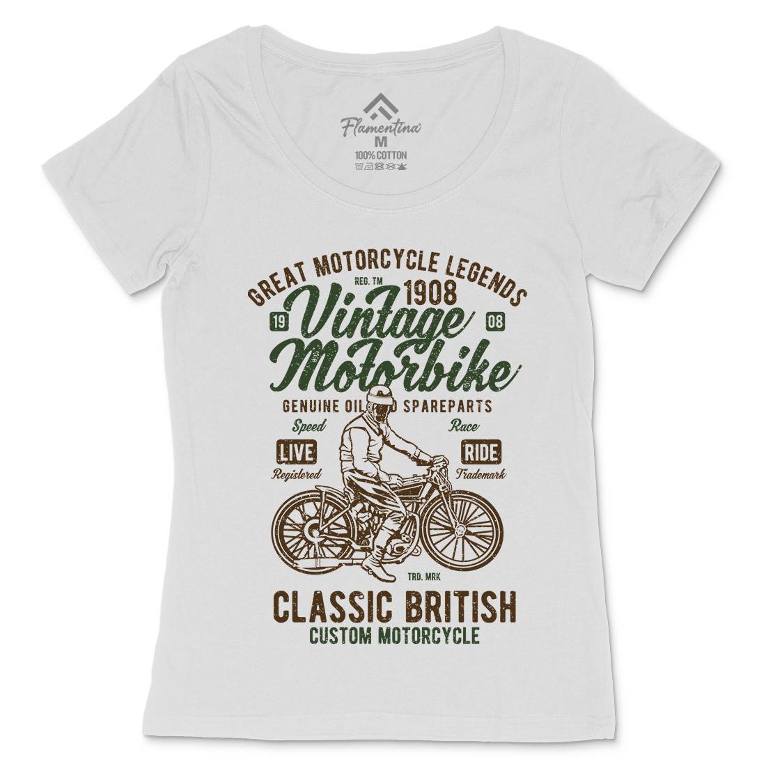 Vintage Motorbike Womens Scoop Neck T-Shirt Motorcycles A786