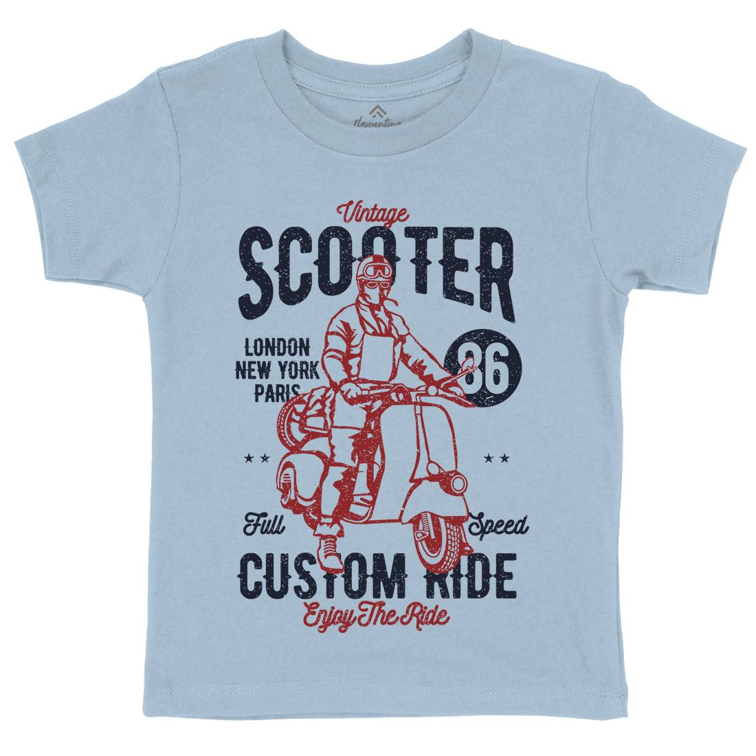 Vintage Scooter Kids Organic Crew Neck T-Shirt Motorcycles A787