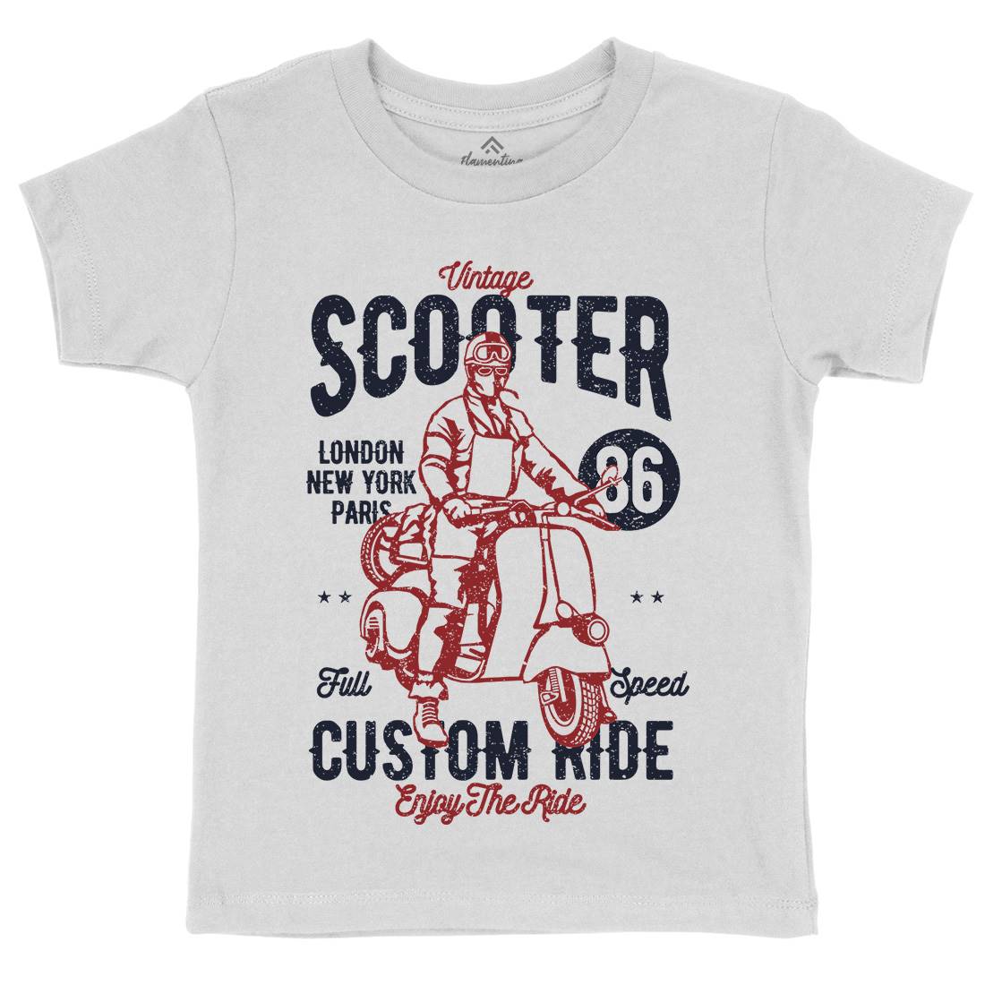 Vintage Scooter Kids Crew Neck T-Shirt Motorcycles A787