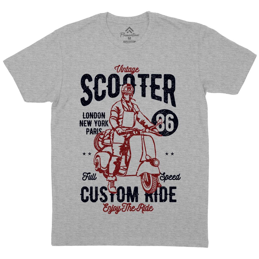 Vintage Scooter Mens Organic Crew Neck T-Shirt Motorcycles A787