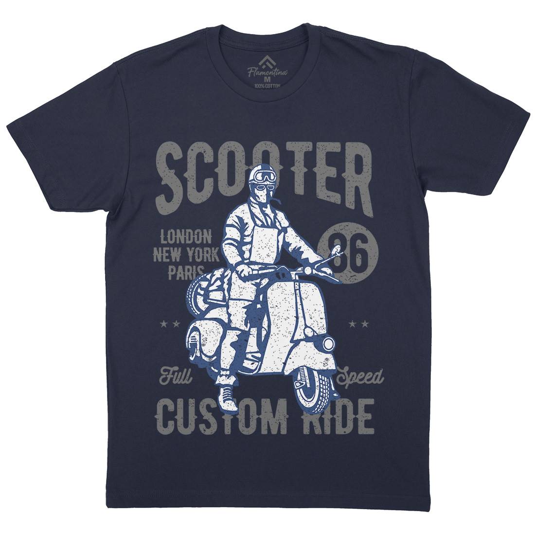 Vintage Scooter Mens Crew Neck T-Shirt Motorcycles A787