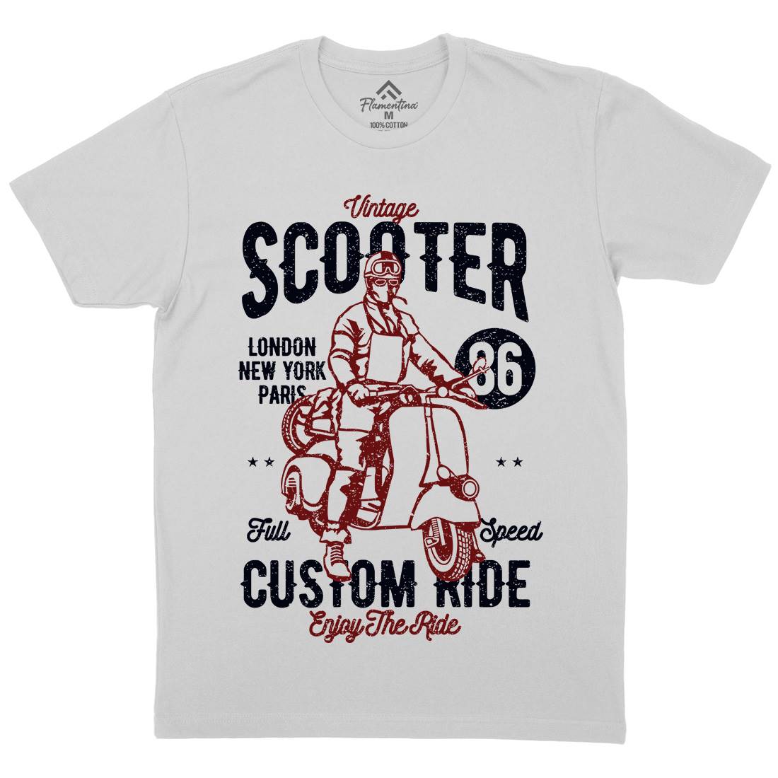 Vintage Scooter Mens Crew Neck T-Shirt Motorcycles A787