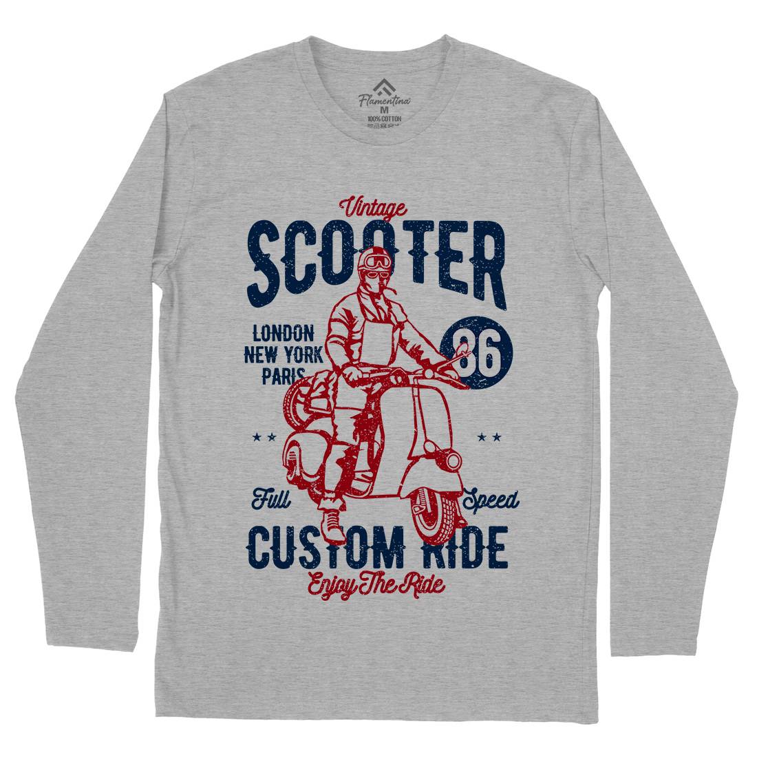 Vintage Scooter Mens Long Sleeve T-Shirt Motorcycles A787