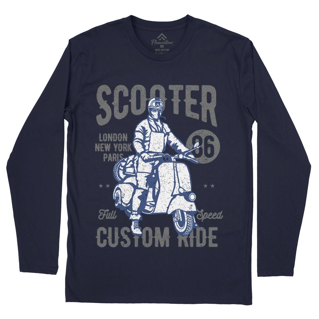 Vintage Scooter Mens Long Sleeve T-Shirt Motorcycles A787