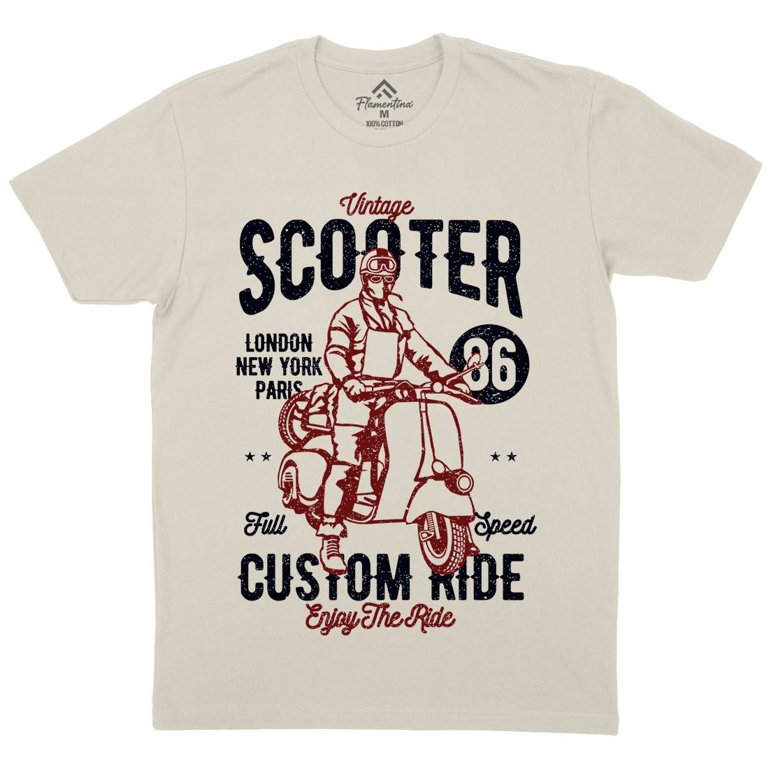 Vintage Scooter Mens Organic Crew Neck T-Shirt Motorcycles A787