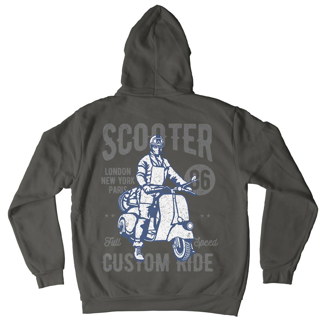 Vintage Scooter Mens Hoodie With Pocket Motorcycles A787