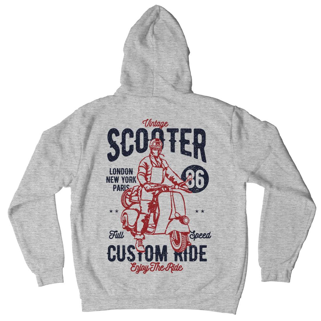Vintage Scooter Mens Hoodie With Pocket Motorcycles A787