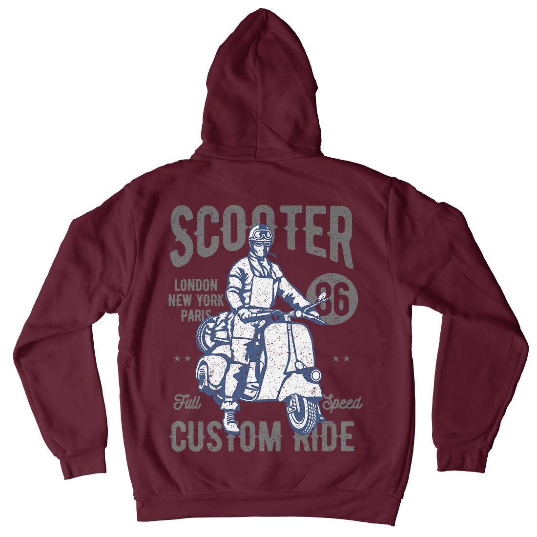 Vintage Scooter Mens Hoodie With Pocket Motorcycles A787