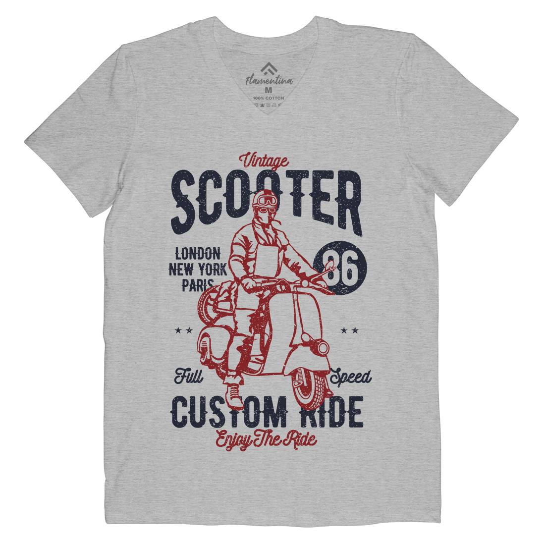 Vintage Scooter Mens V-Neck T-Shirt Motorcycles A787