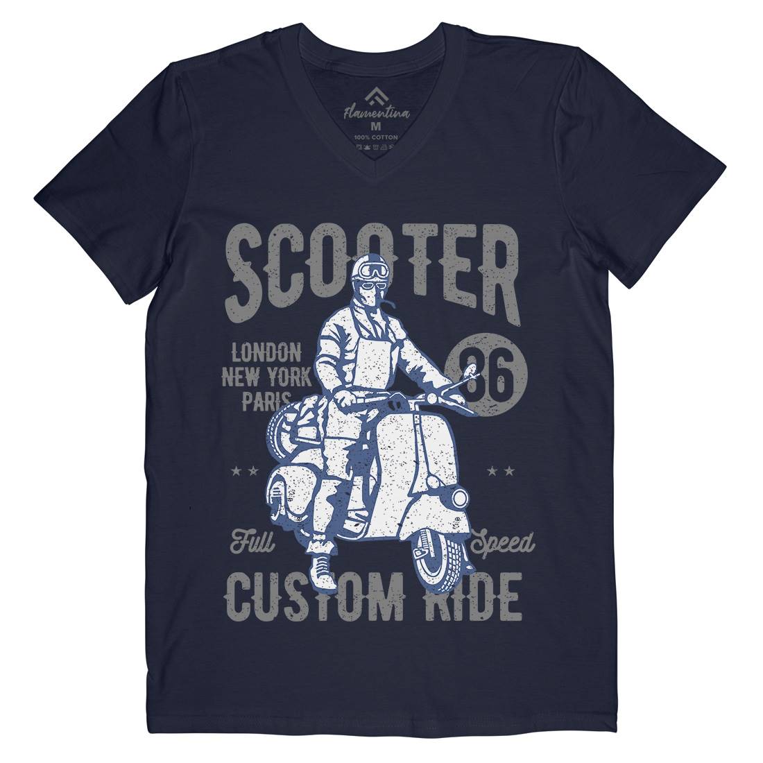 Vintage Scooter Mens V-Neck T-Shirt Motorcycles A787
