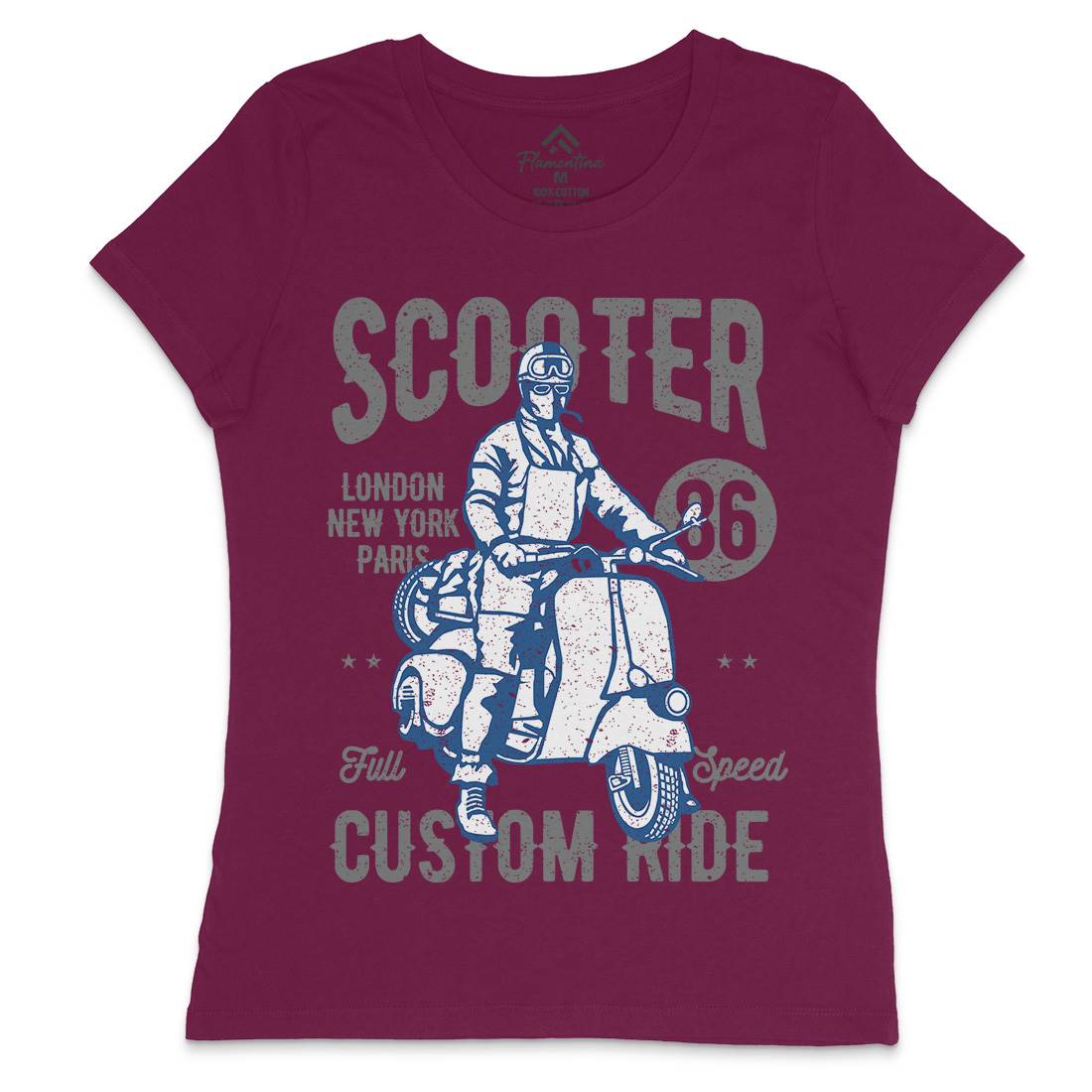 Vintage Scooter Womens Crew Neck T-Shirt Motorcycles A787
