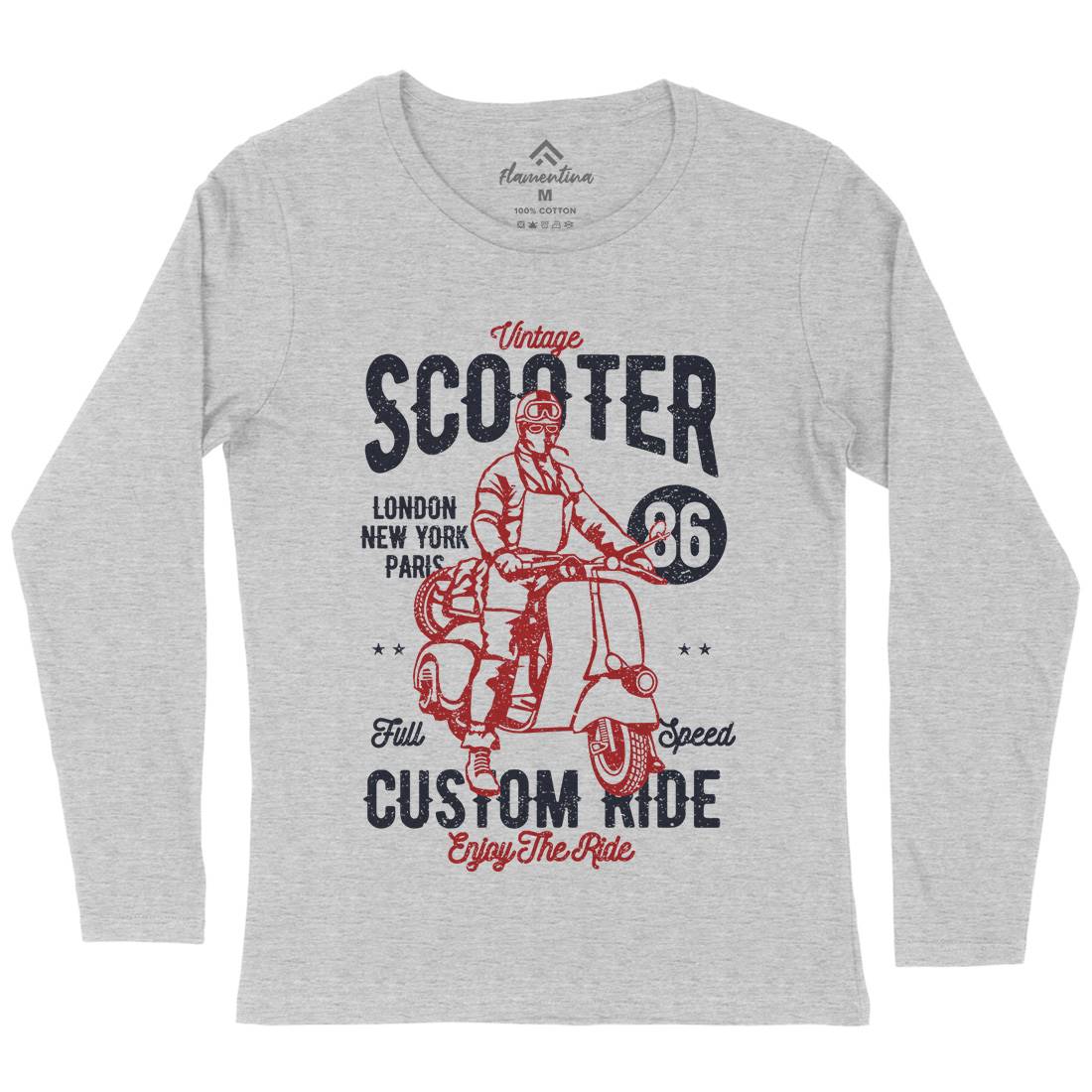 Vintage Scooter Womens Long Sleeve T-Shirt Motorcycles A787