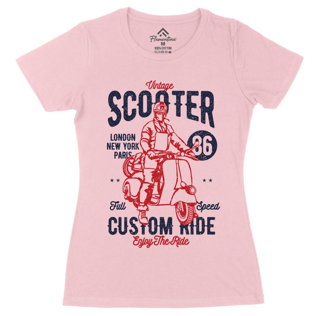 Vintage Scooter Womens Organic Crew Neck T-Shirt Motorcycles A787