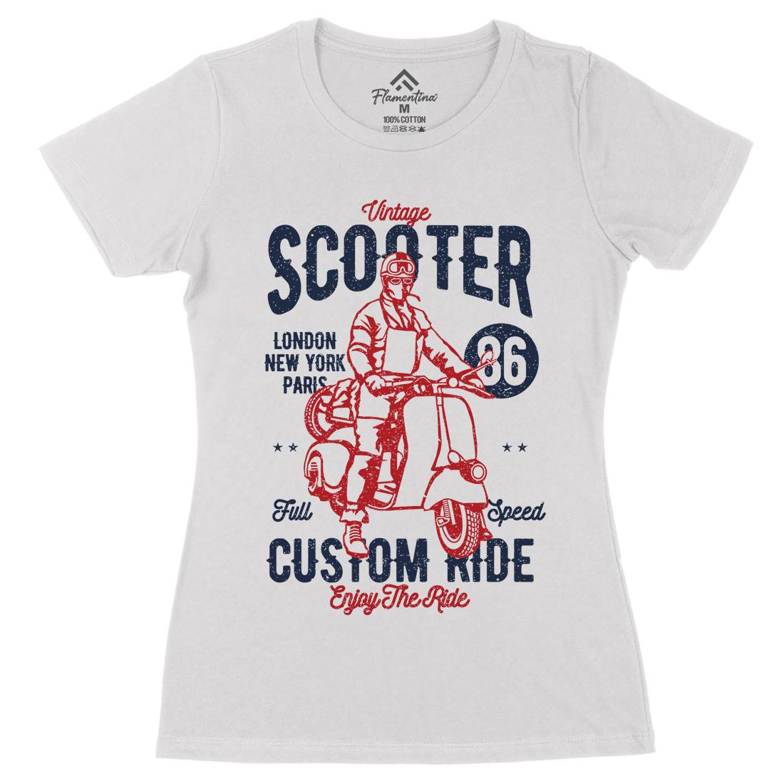 Vintage Scooter Womens Organic Crew Neck T-Shirt Motorcycles A787