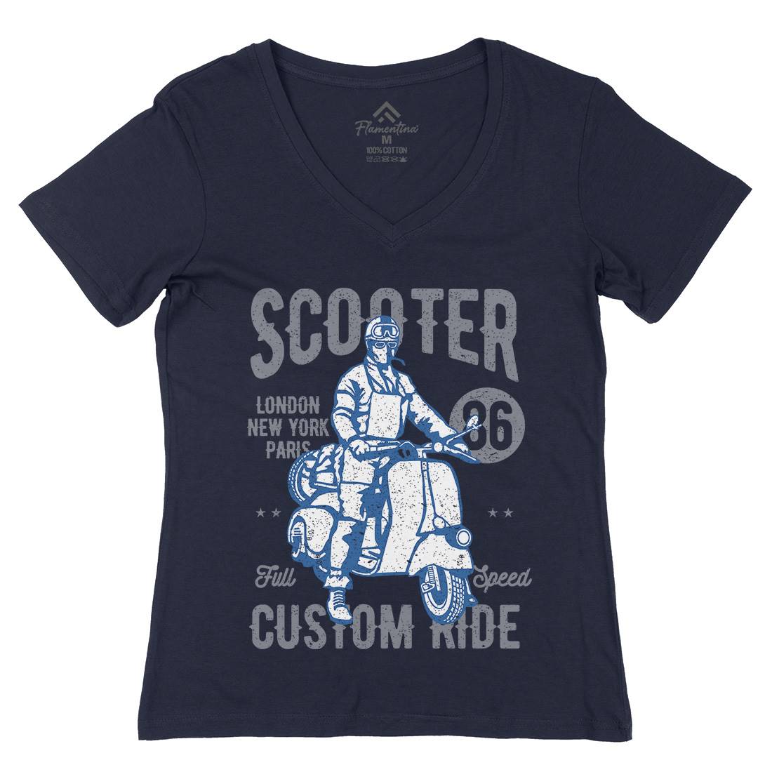 Vintage Scooter Womens Organic V-Neck T-Shirt Motorcycles A787