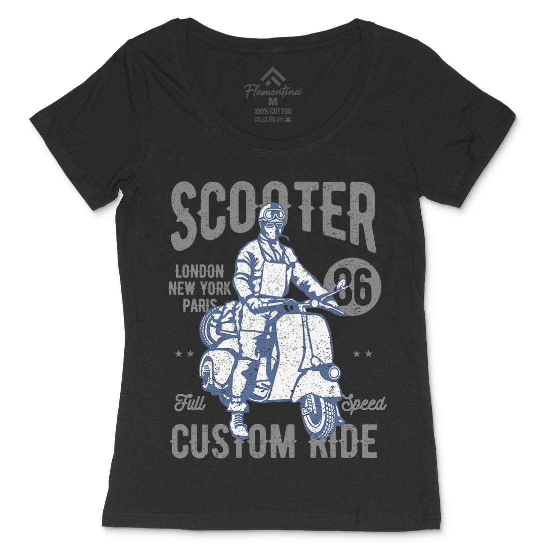 Vintage Scooter Womens Scoop Neck T-Shirt Motorcycles A787