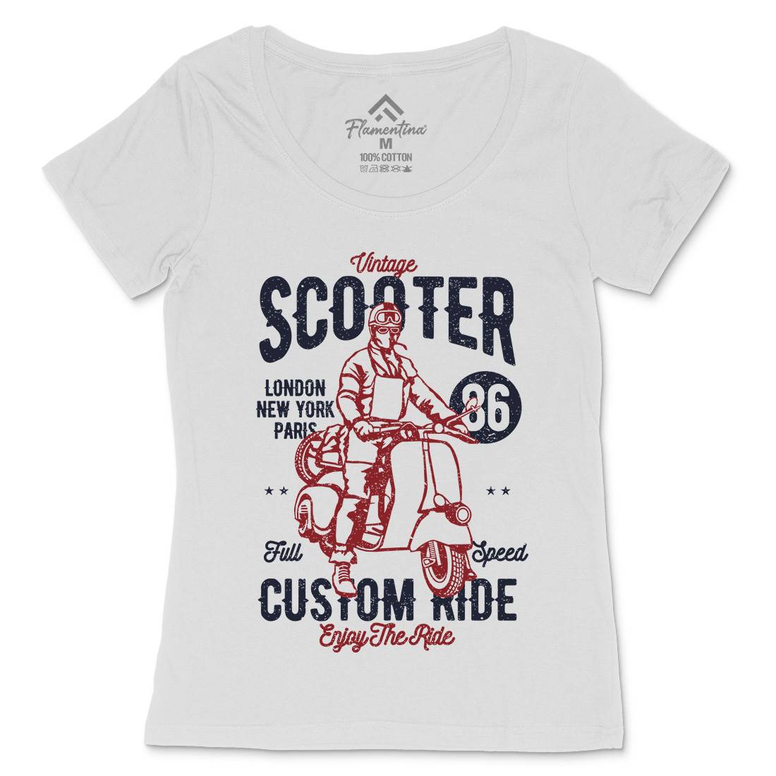 Vintage Scooter Womens Scoop Neck T-Shirt Motorcycles A787