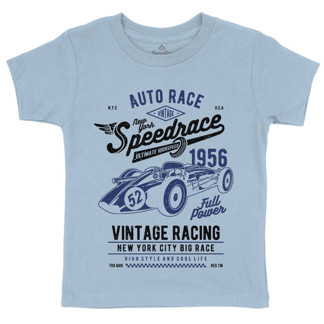 Vintage Speedrace Kids Crew Neck T-Shirt Cars A788