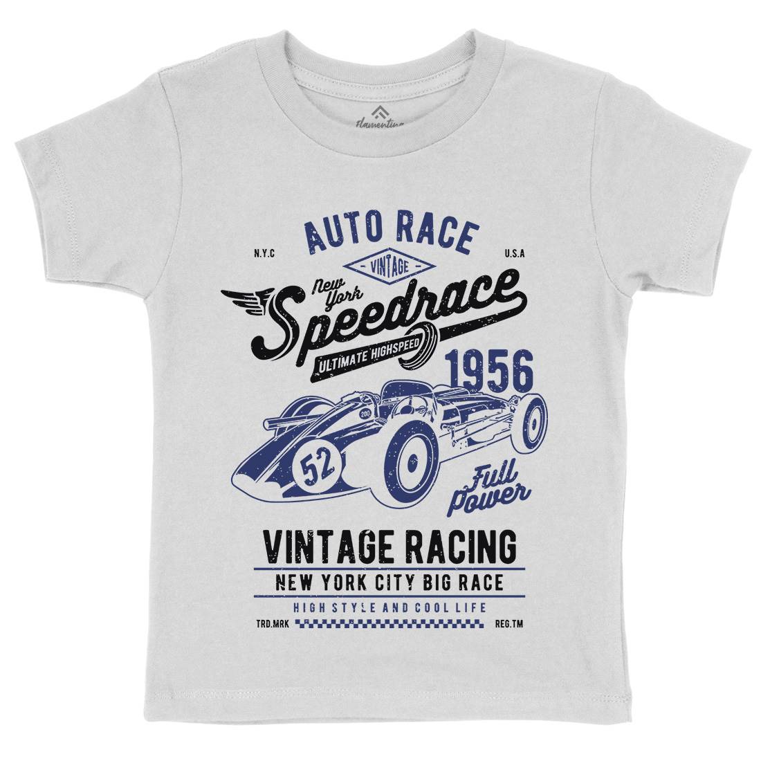 Vintage Speedrace Kids Organic Crew Neck T-Shirt Cars A788