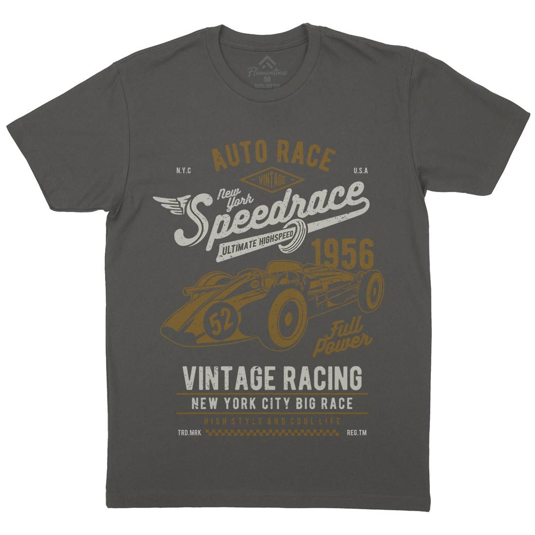 Vintage Speedrace Mens Organic Crew Neck T-Shirt Cars A788