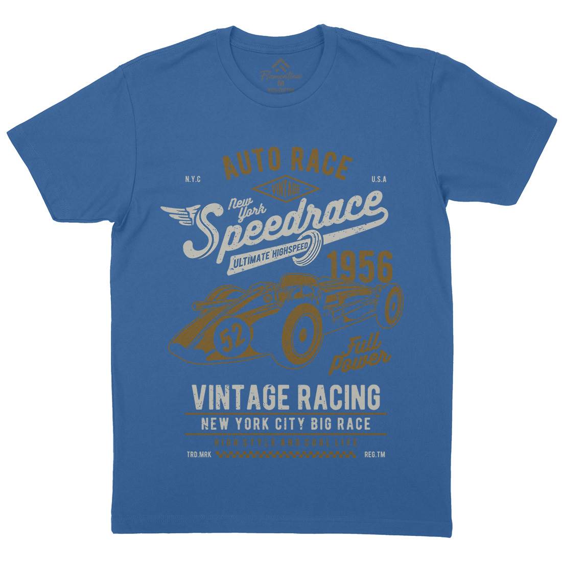 Vintage Speedrace Mens Crew Neck T-Shirt Cars A788