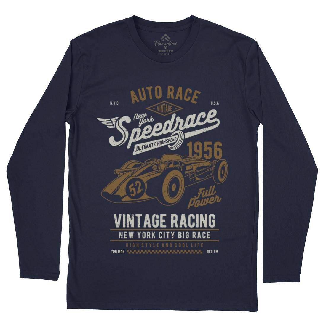Vintage Speedrace Mens Long Sleeve T-Shirt Cars A788