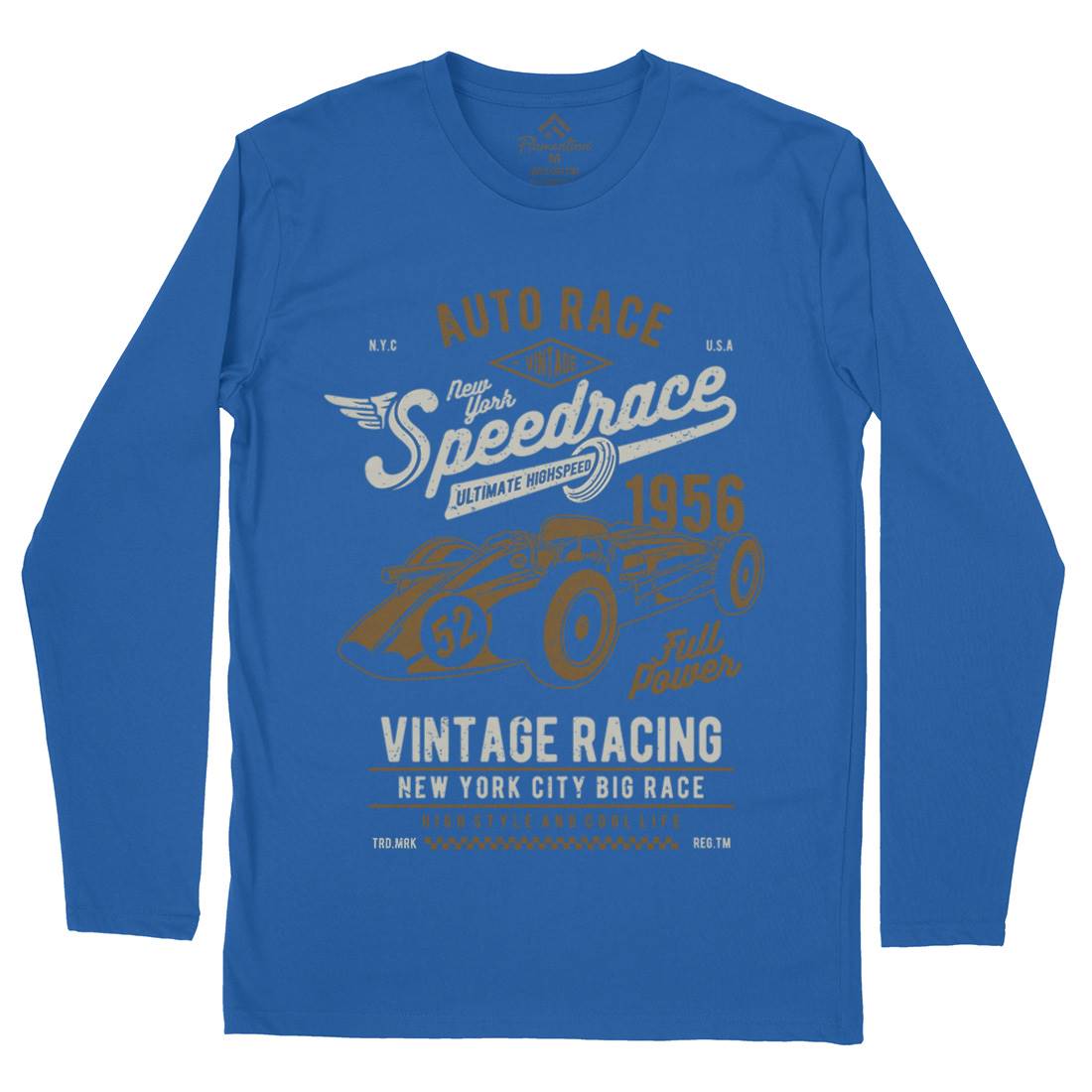 Vintage Speedrace Mens Long Sleeve T-Shirt Cars A788
