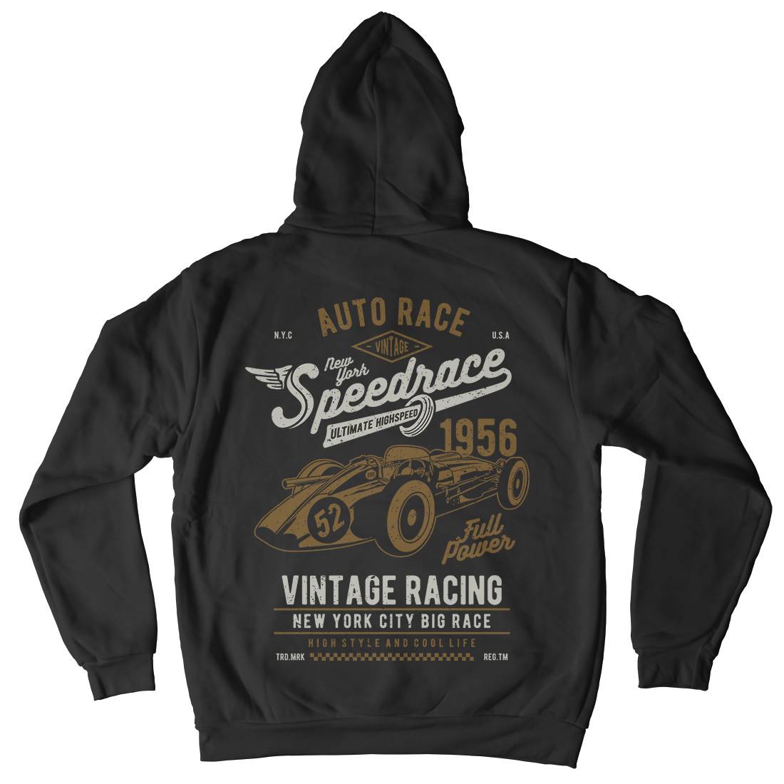 Vintage Speedrace Mens Hoodie With Pocket Cars A788