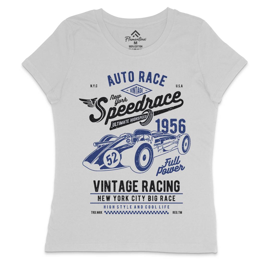 Vintage Speedrace Womens Crew Neck T-Shirt Cars A788