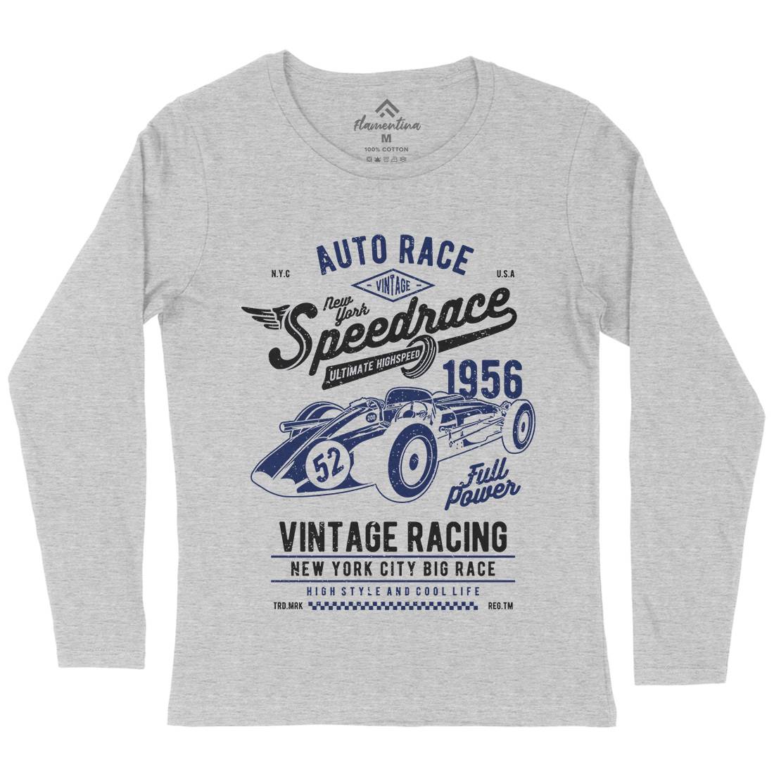 Vintage Speedrace Womens Long Sleeve T-Shirt Cars A788