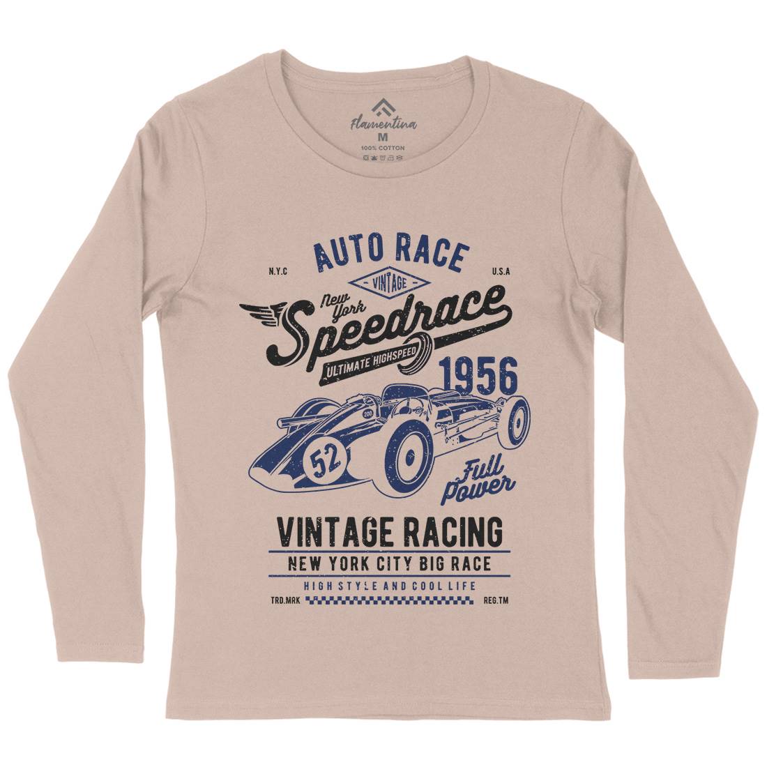 Vintage Speedrace Womens Long Sleeve T-Shirt Cars A788